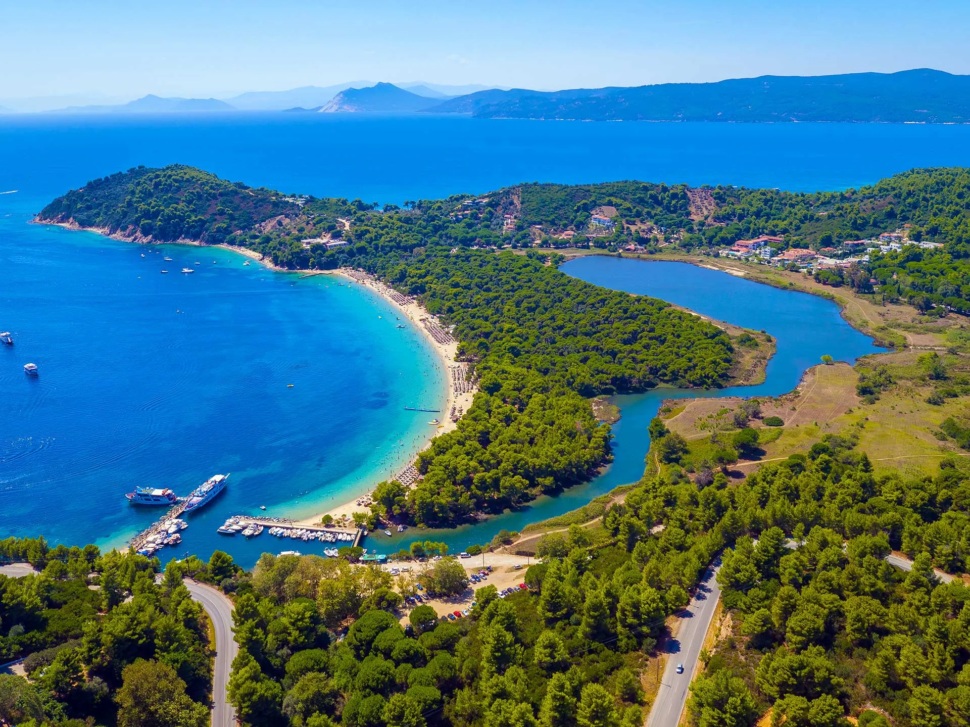 Koukounaries coastline in Skiathos